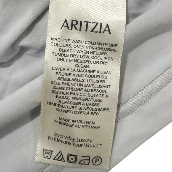 Wilfred Aritzia Light Blue Off Shoulder Long Sleeve Top XL Minimalist Stretch - Picture 3 of 5